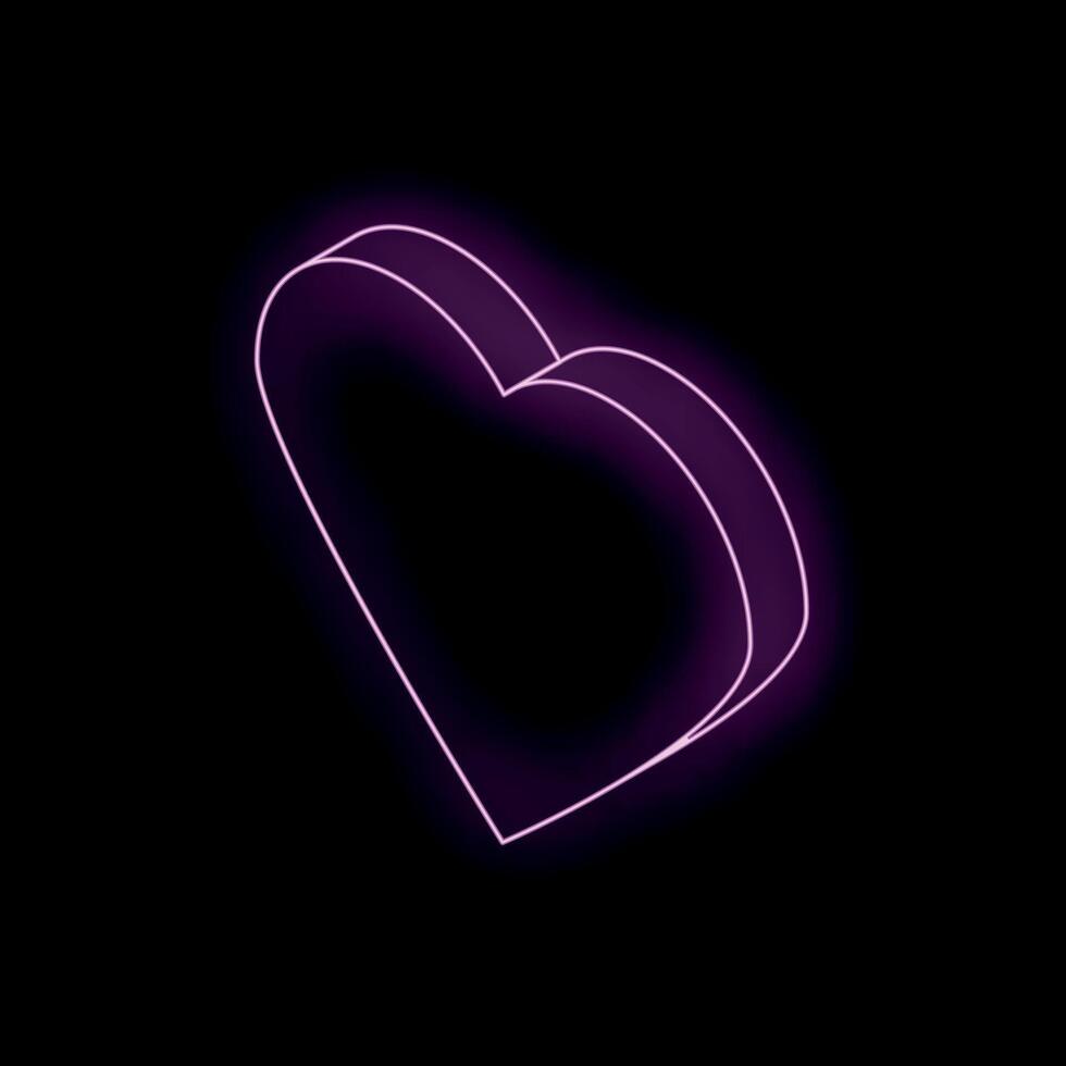 Neon heart sign shining on black background vector