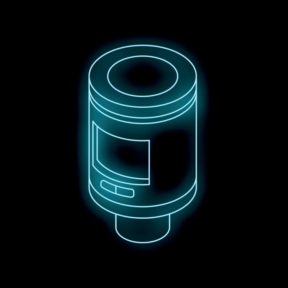 Blue glowing neon line bioreactor on black background vector