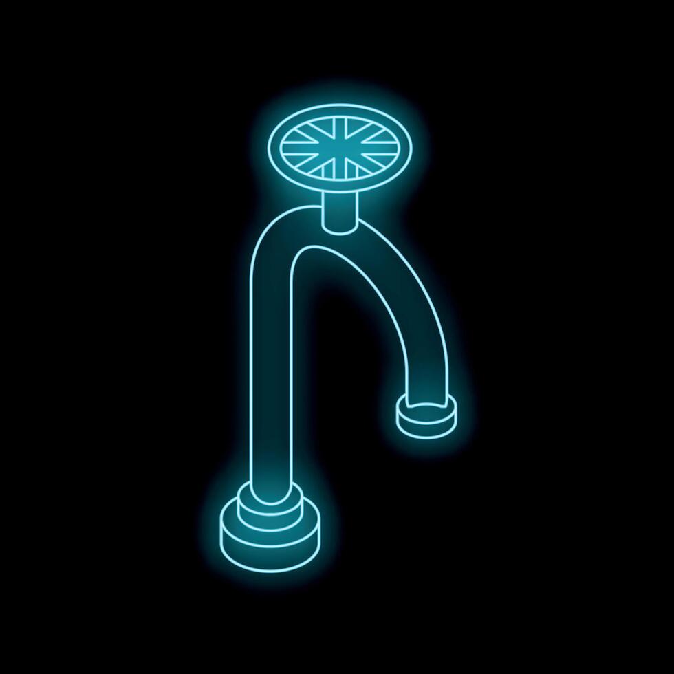 Neon icon of water tap shining on black background vector