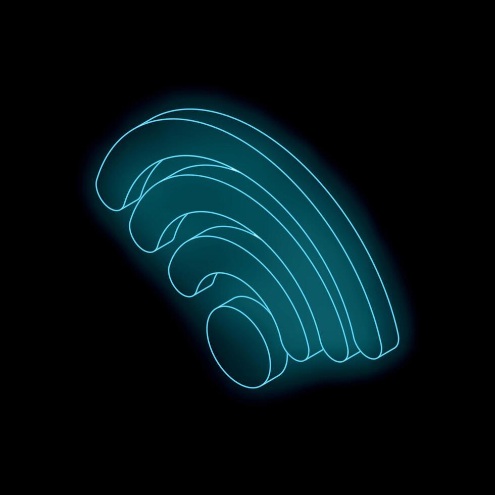 Glowing neon blue wifi symbol showing internet connection vector