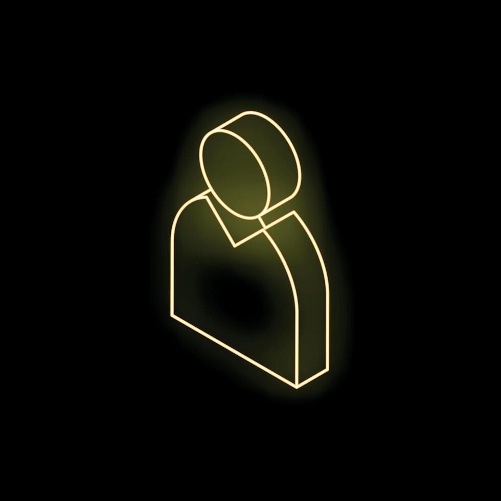 Neon yellow profile icon glowing on black background vector