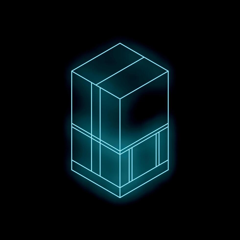 Neon blue package glowing on dark background vector