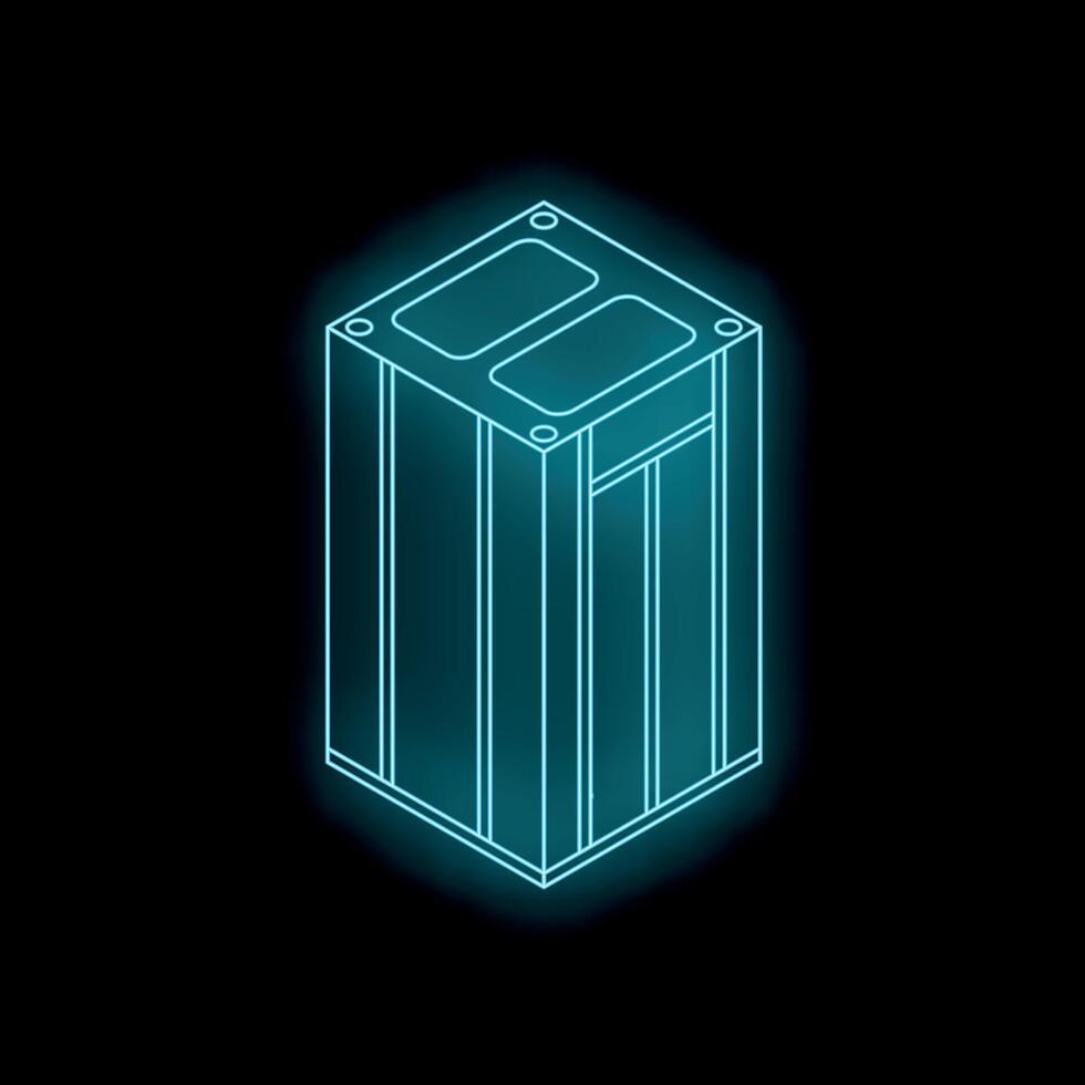 Neon elevator icon glowing on black background vector