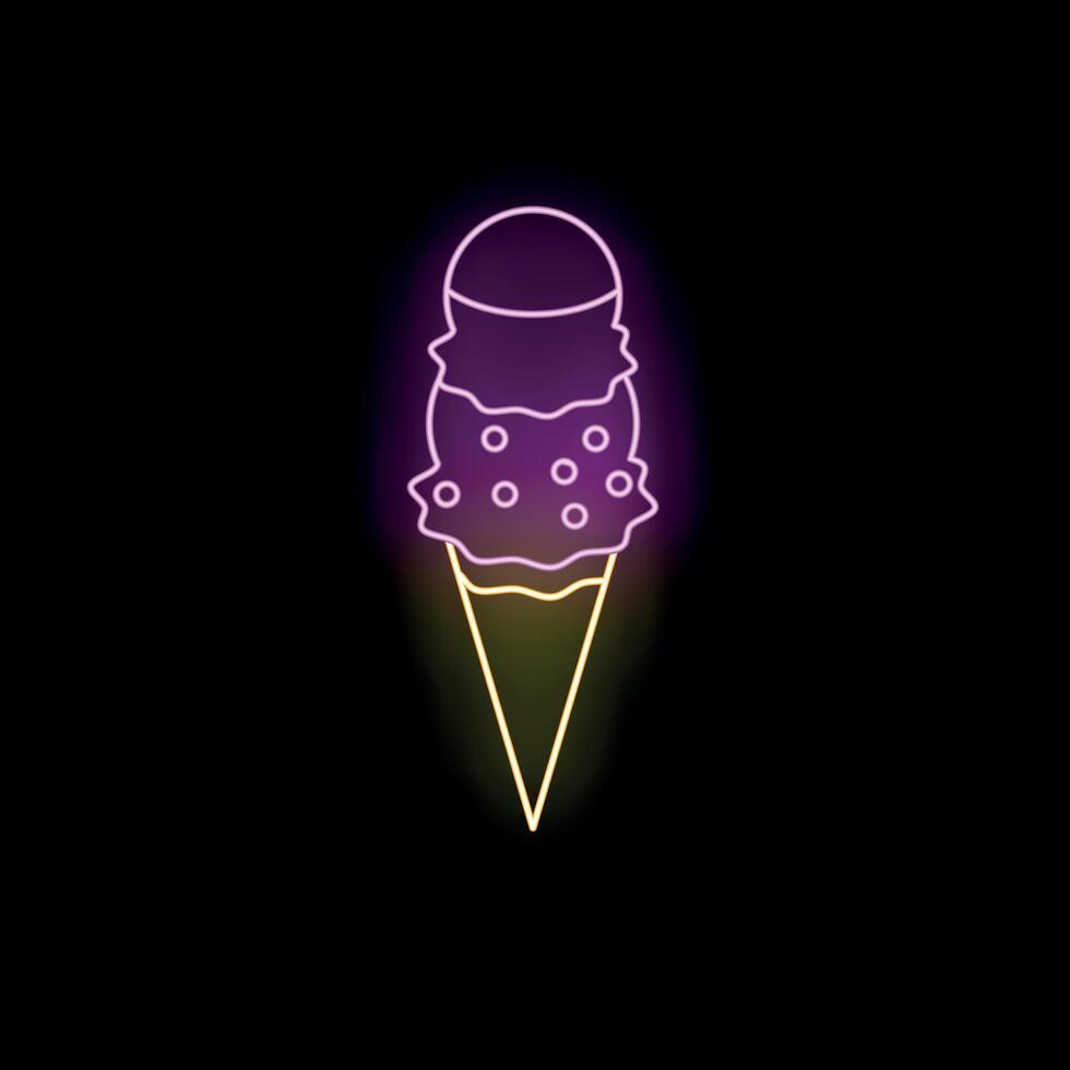 Neon sign showing delicious ice cream cone with sprinkles vector