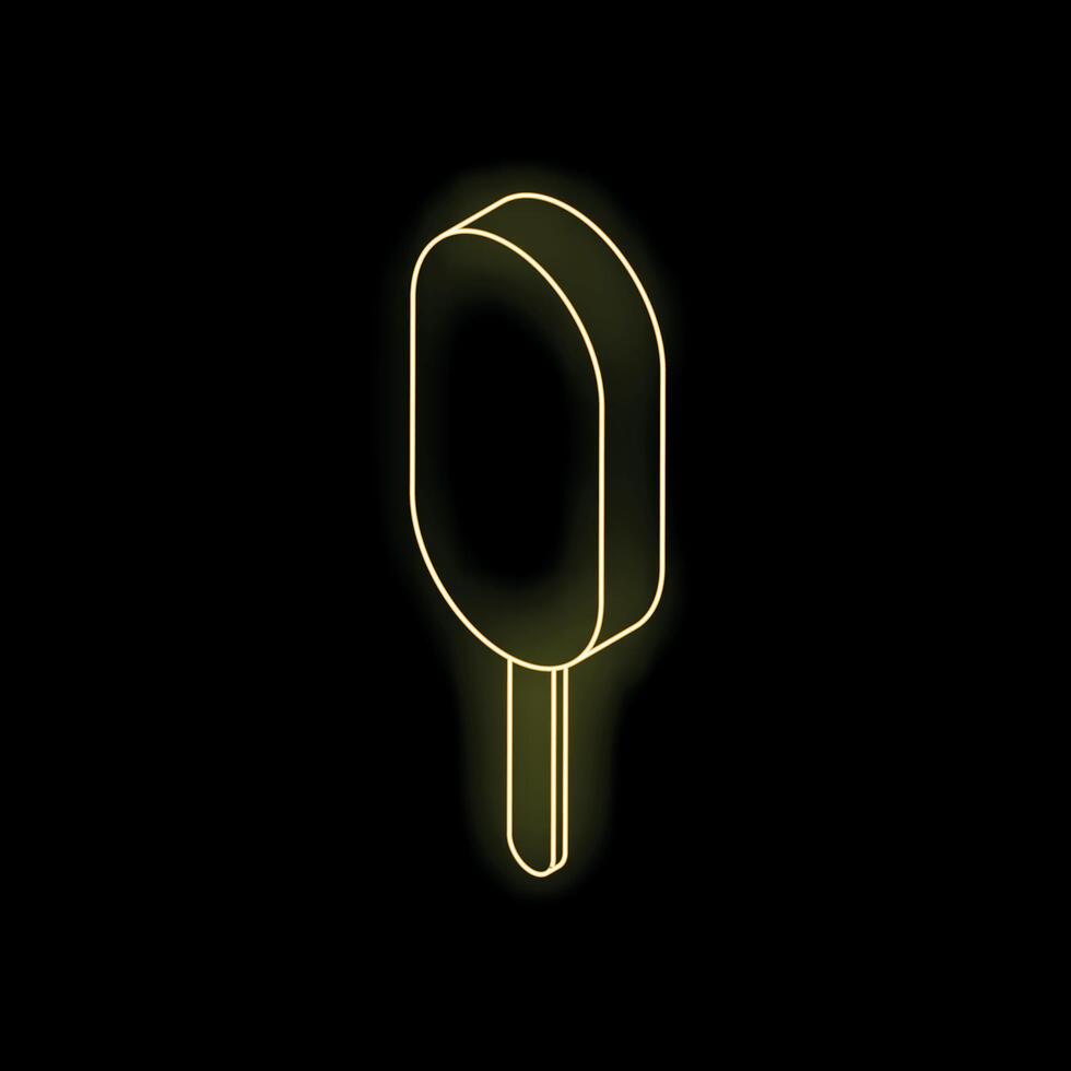 Neon yellow ice cream bar sign glowing on black background vector