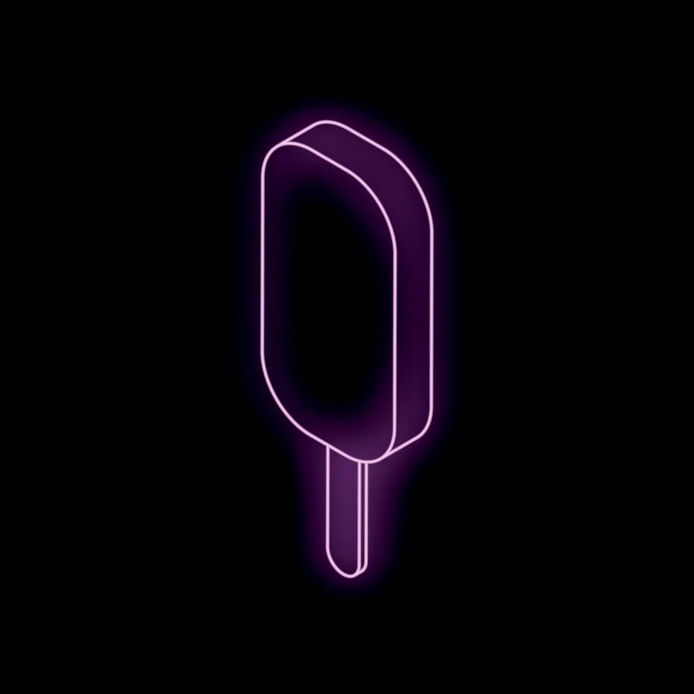 Neon ice cream popsicle glowing on dark background vector