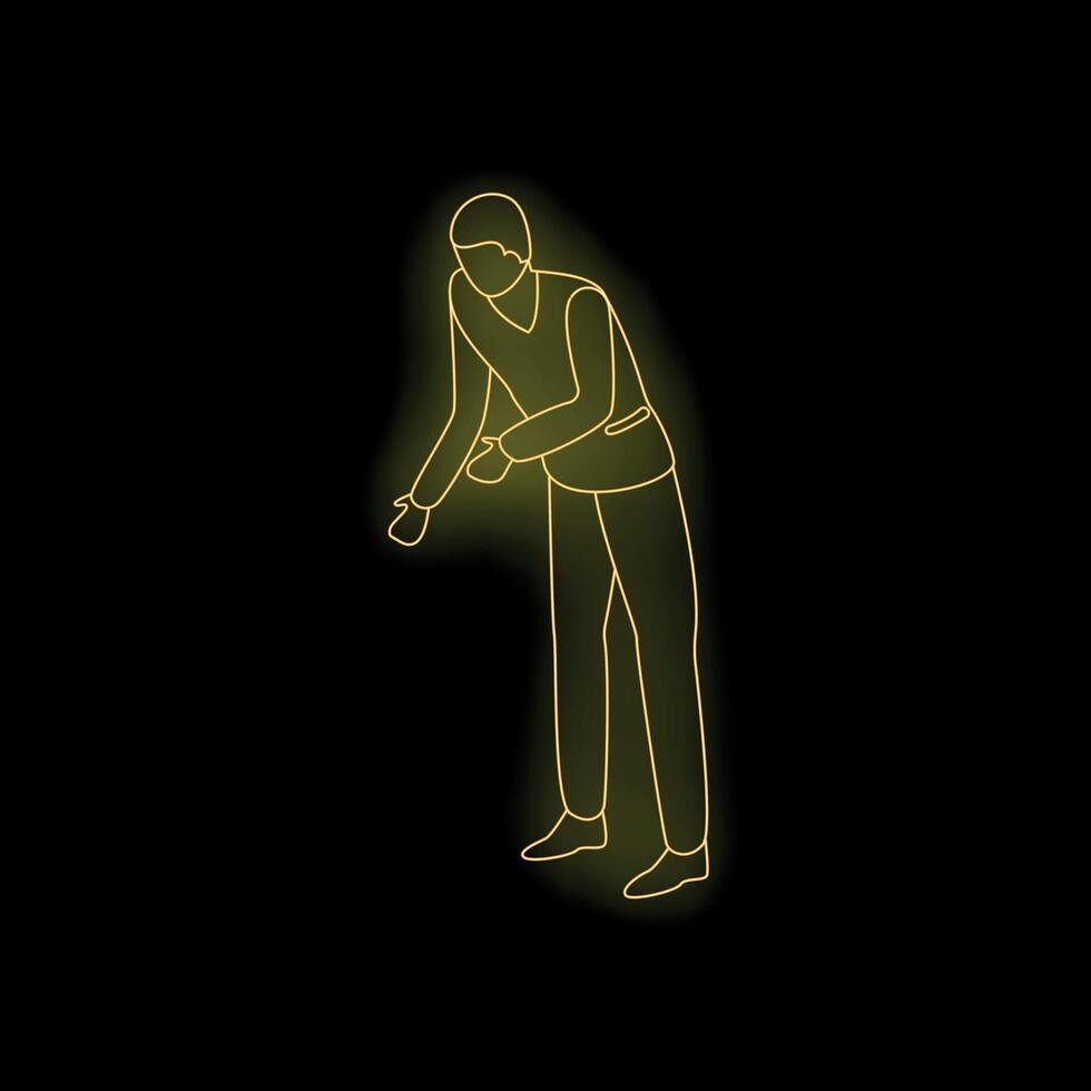 Businessman showing something with neon light effect on black background vector