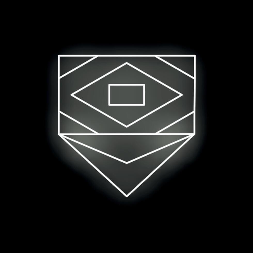 White neon geometrical shape shining on black background vector