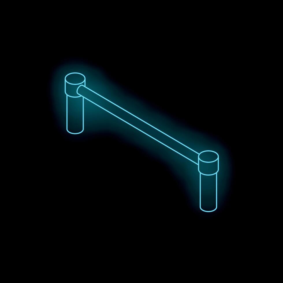 Blue neon horizontal bar glowing on black background vector