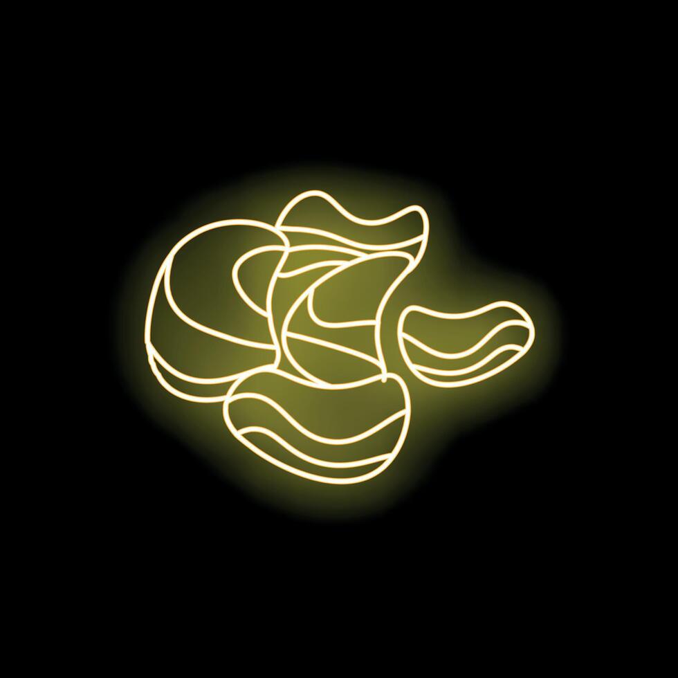 Yellow neon sign showing ginger root on black background vector