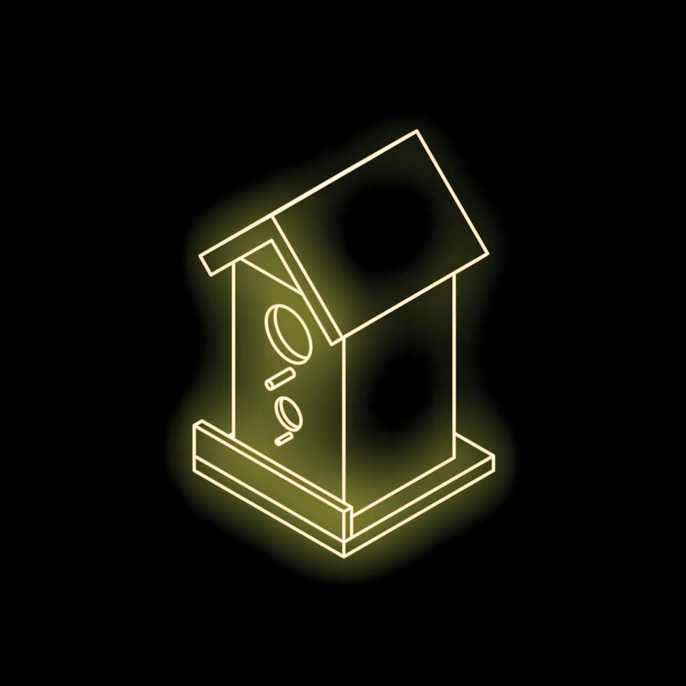 Glowing neon icon of birdhouse on black background vector