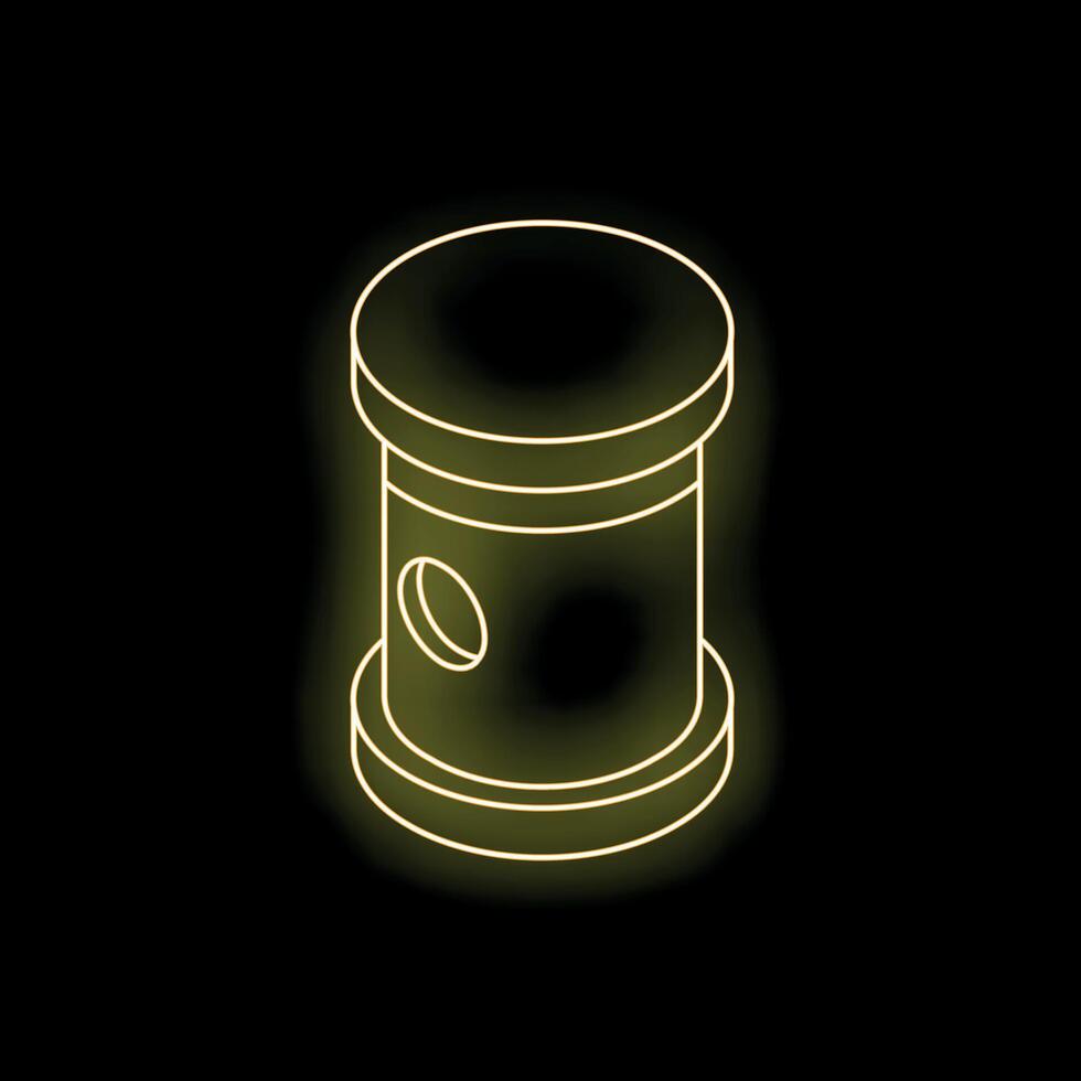 Glowing neon icon of concrete pipe with hole isometric view vector