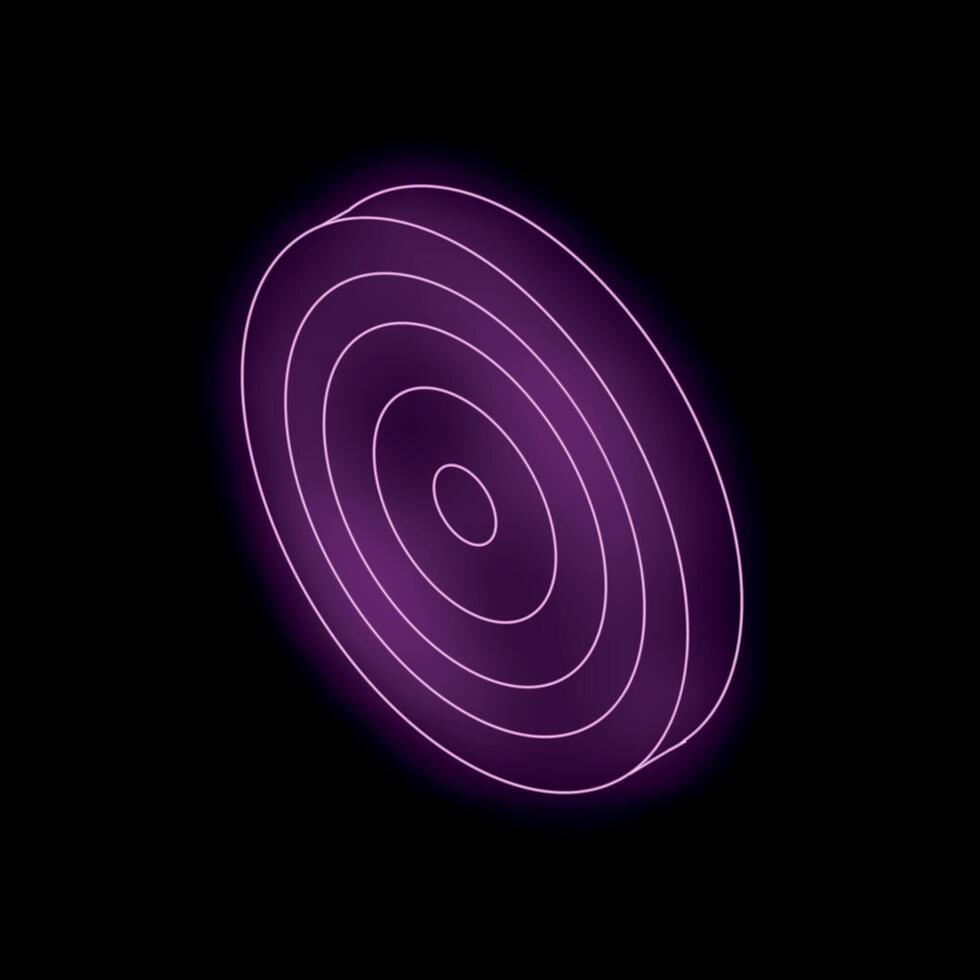 Neon purple glowing concentric circles creating tunnel effect on black background vector