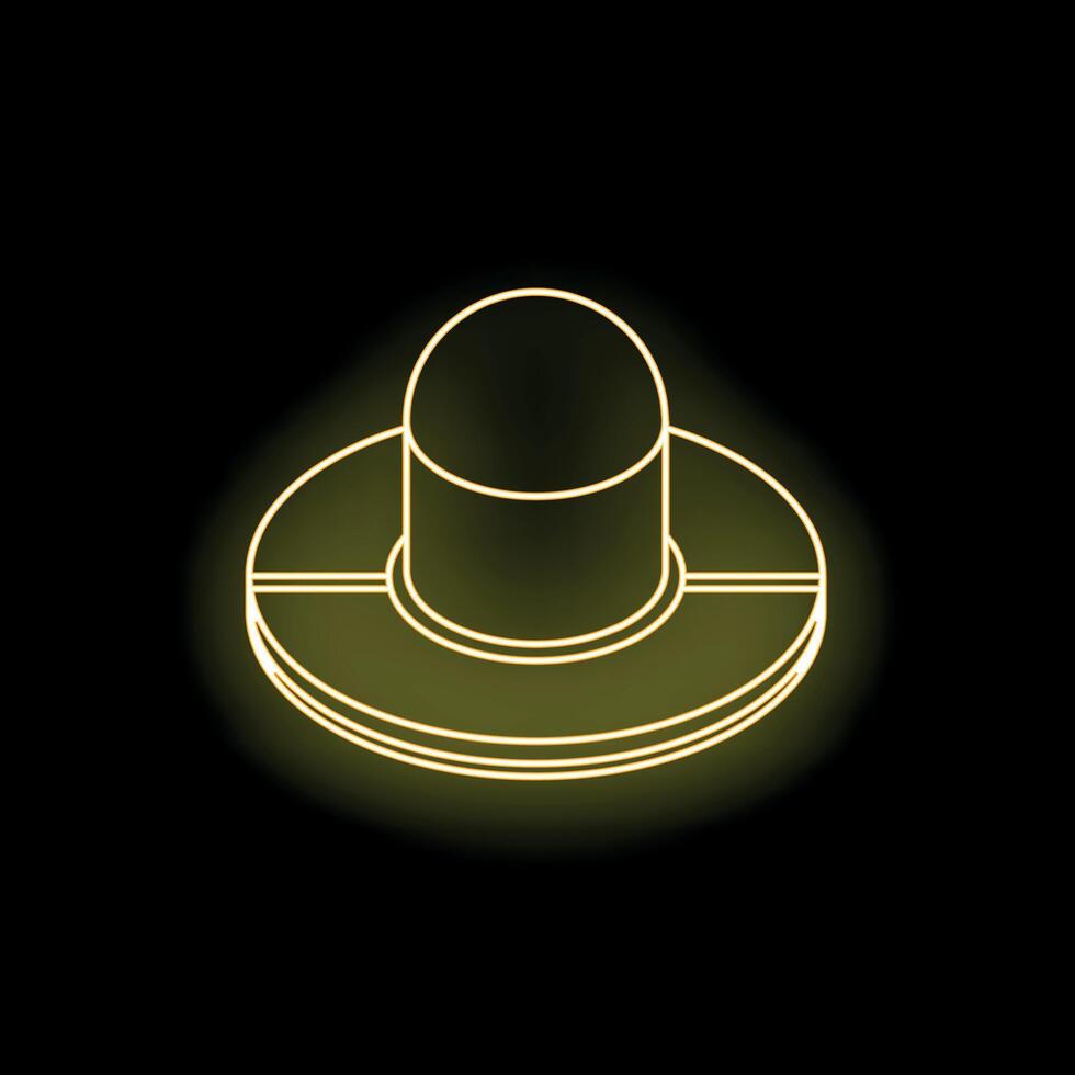 Neon icon of a button being pushed down in yellow vector
