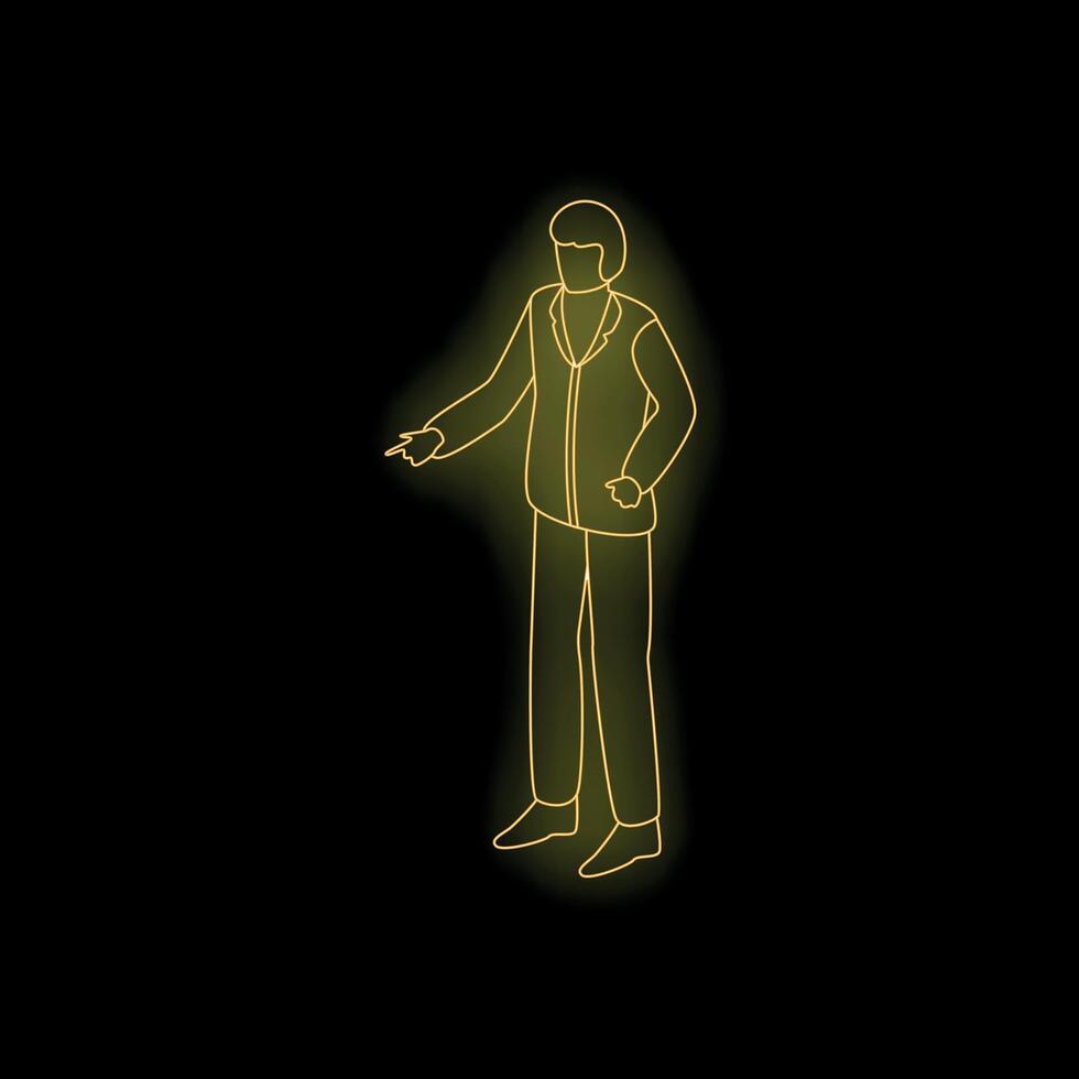 Businessman pointing with his finger neon sign on black background vector