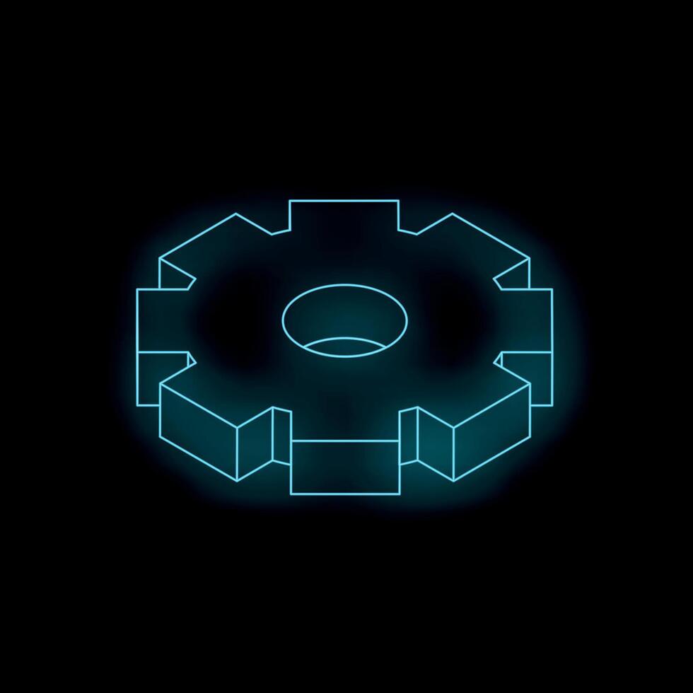 Glowing neon gear symbolizing engineering and innovation vector