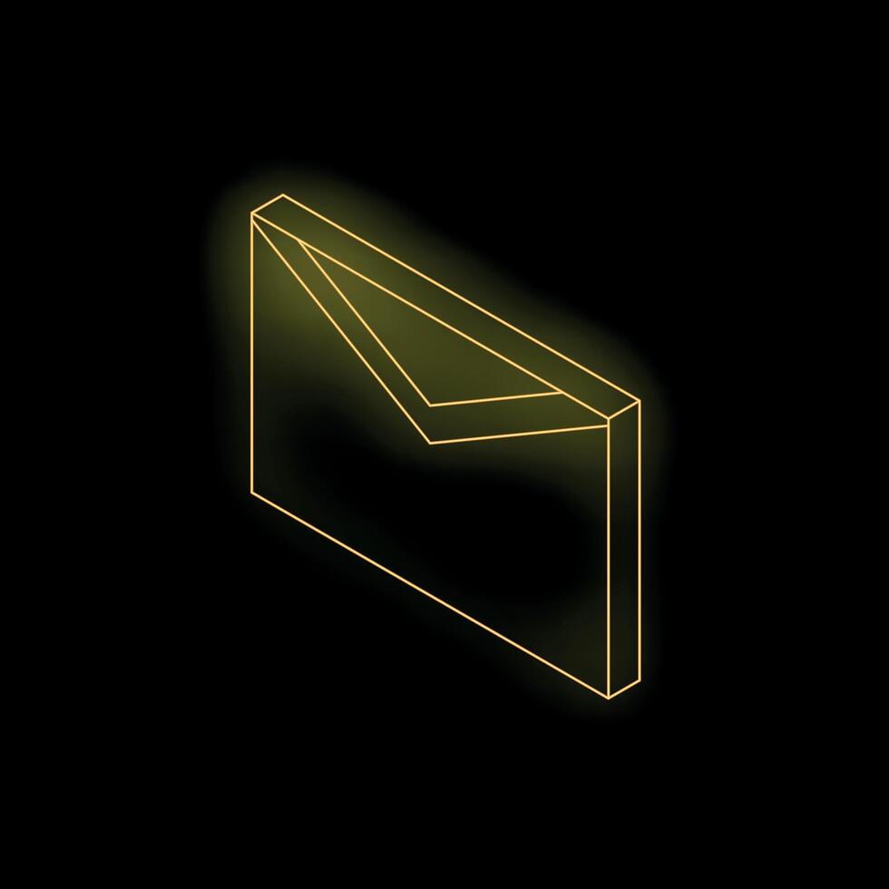 Glowing neon yellow email envelope on black background vector