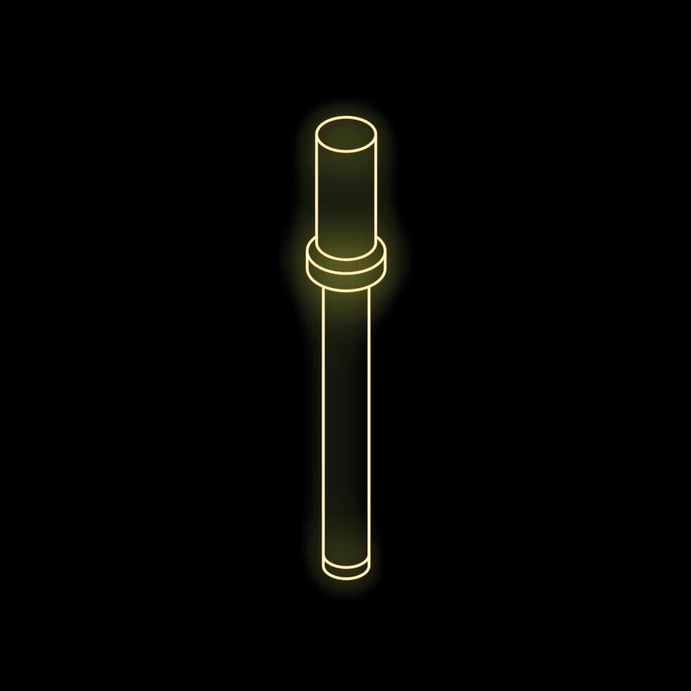 Neon yellow mascara tube glowing on black background vector