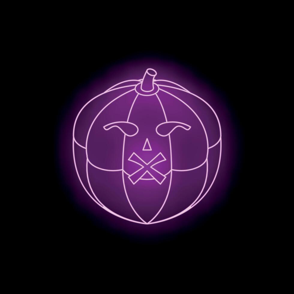 Neon jack o' lantern keeping a secret for halloween vector