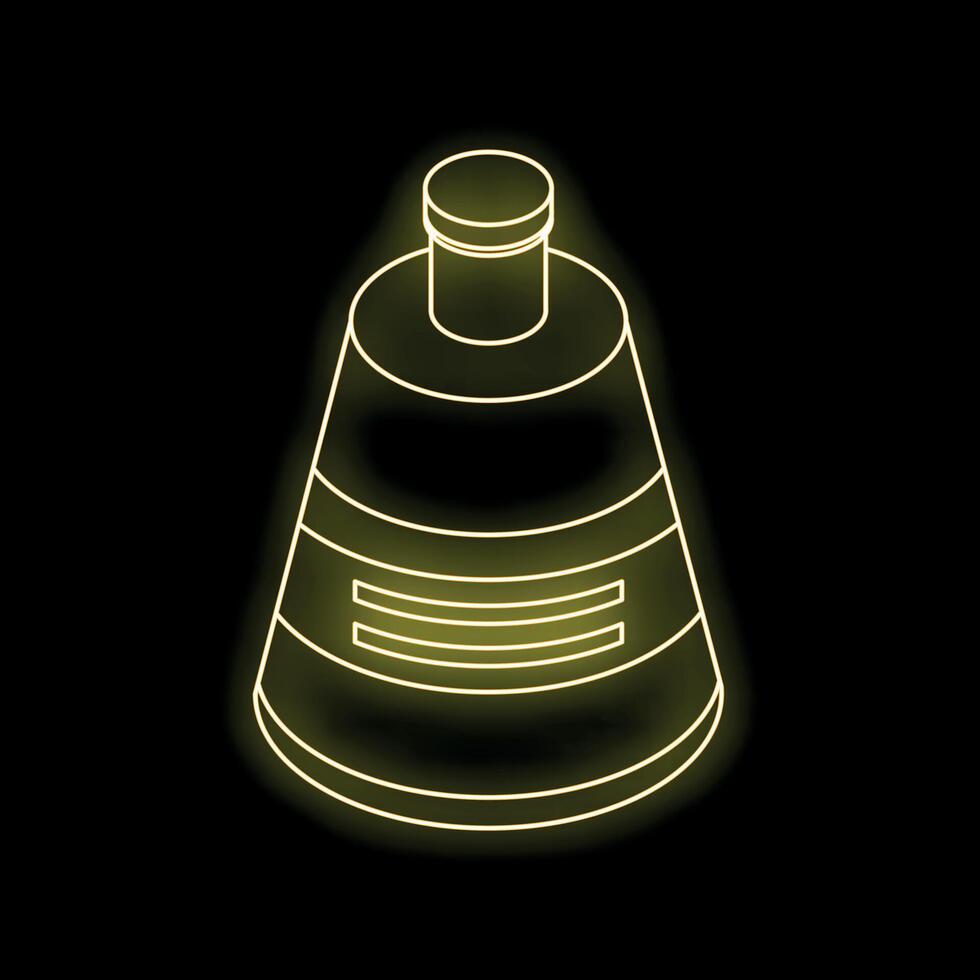 Neon bottle shining on black background isometric view vector