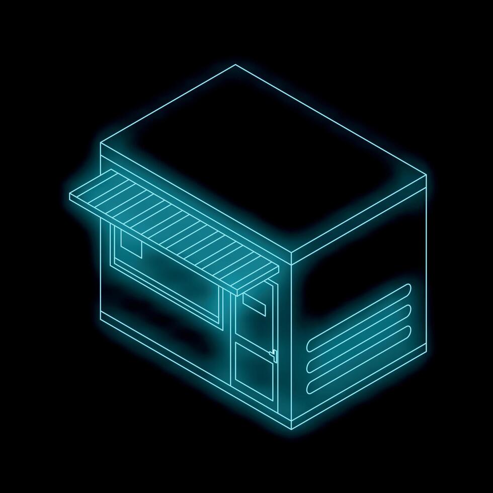 Glowing neon sign depicting small business storefront vector