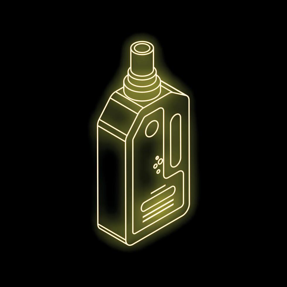 Yellow neon style laundry detergent or fabric softener container isometric view vector