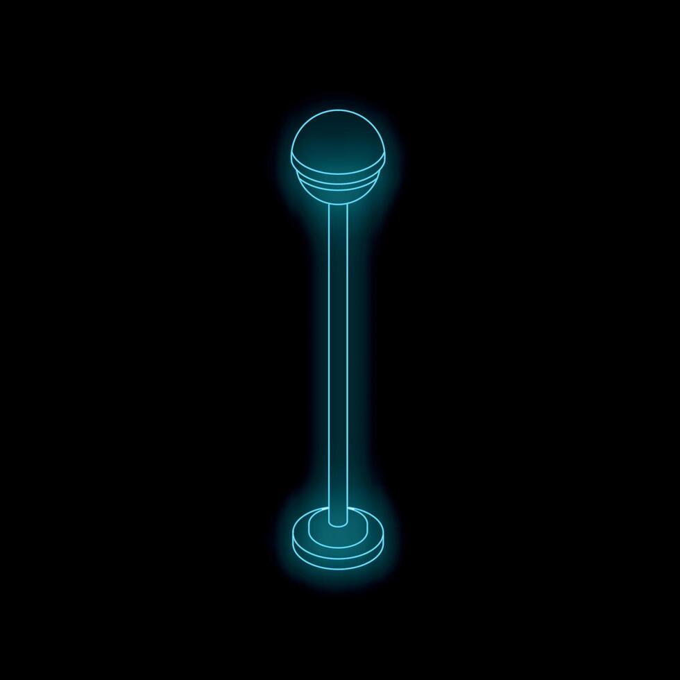 Neon floor lamp glowing on black background vector