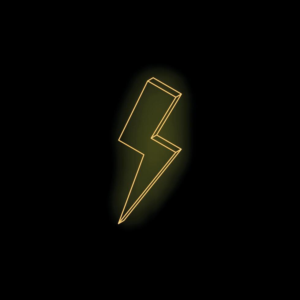Neon yellow lightning bolt striking on dark background vector