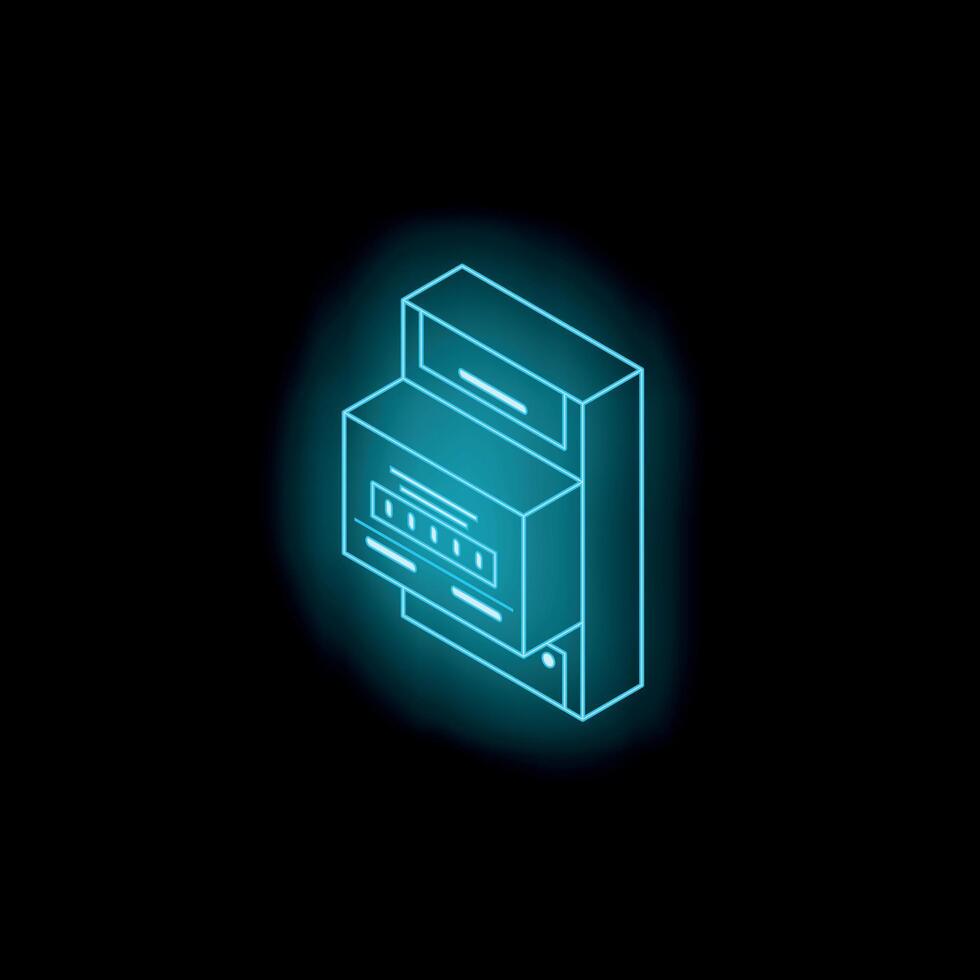 Electric meter showing energy consumption with neon light effect vector