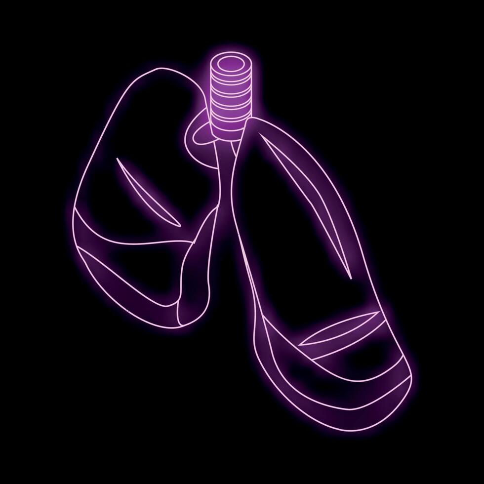 Neon sign of boxing gloves hanging on brick wall vector