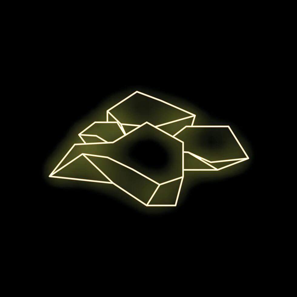 Yellow neon light forming abstract ice cubes on dark background vector