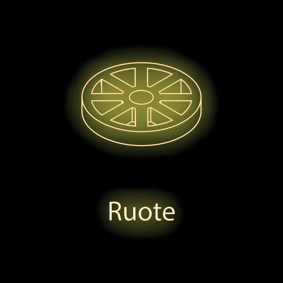 Glowing neon line wheel of dharma icon isolated on black background. illustration vector