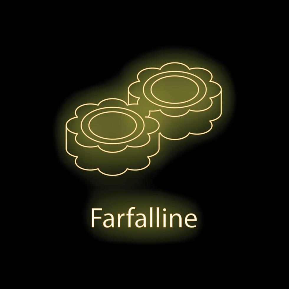 Neon farfalle pasta rotating on black background vector