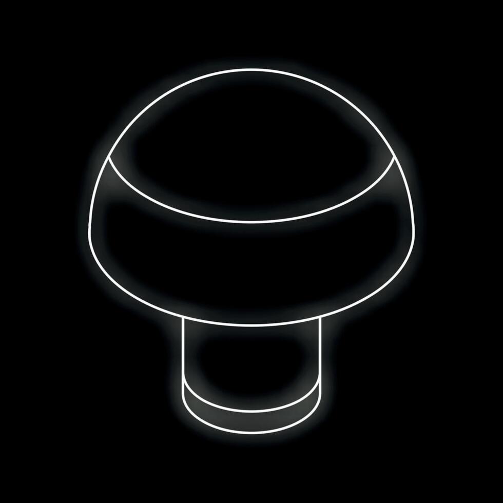 White neon sign showing a mushroom on black background vector