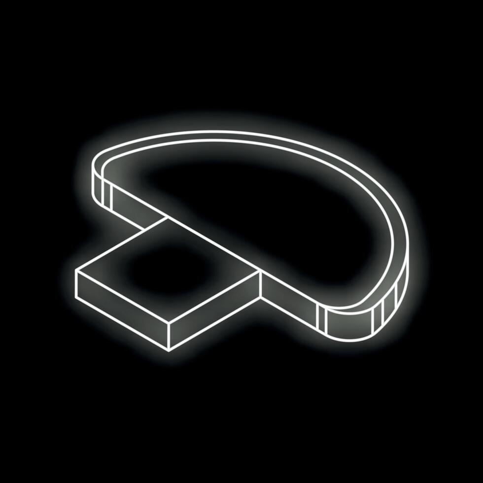 White neon style mushroom icon glowing on black background vector