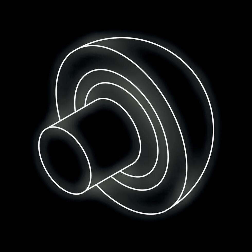 White neon mushroom glowing on black background vector