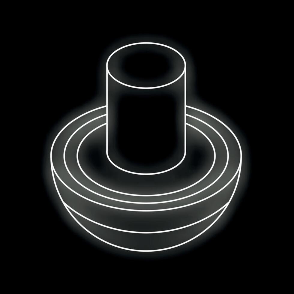 White neon sign shaped like a mushroom on black background vector