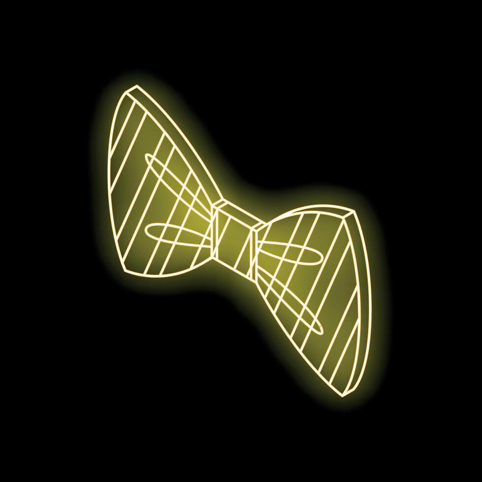 Glowing neon bow tie on dark background vector