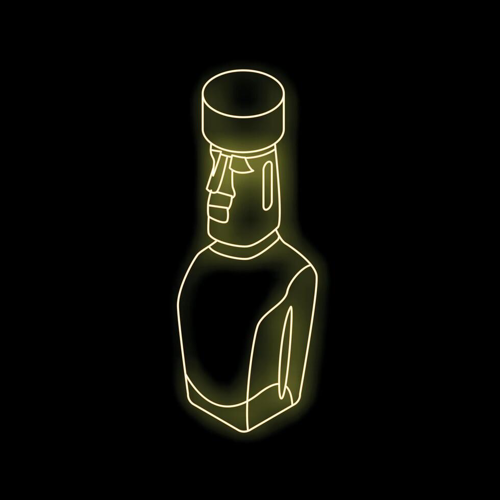 Neon moai statue shining in the dark vector