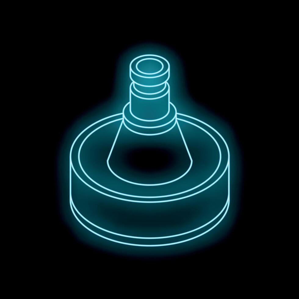 Neon icon of car part glowing on black background vector
