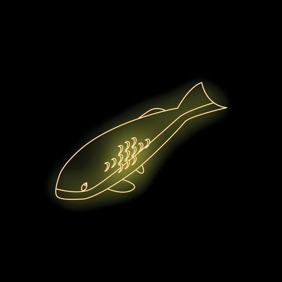 Yellow neon whale shark swimming underwater on black background vector