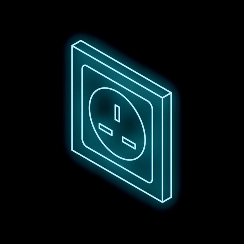 Glowing neon electrical outlet symbolising power source vector