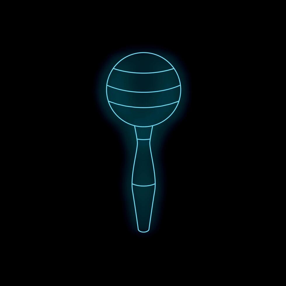 Blue neon icon of maracas shining on black background vector