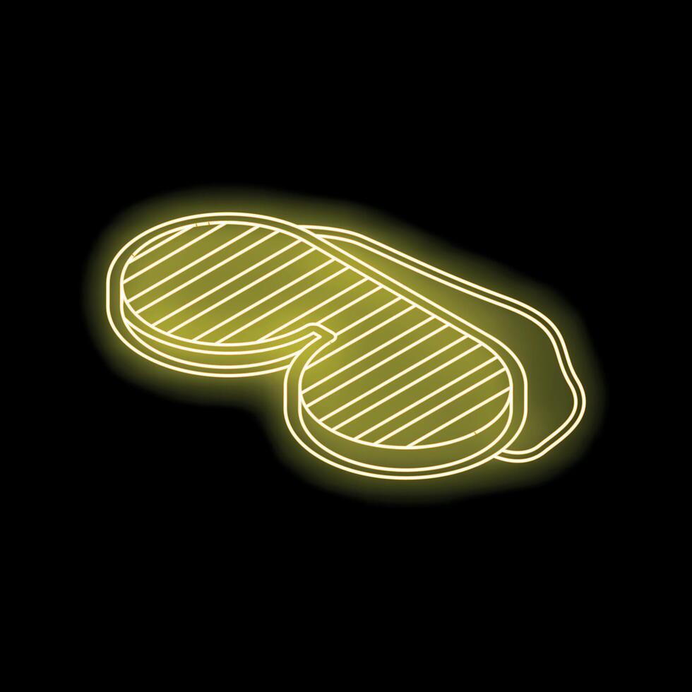 Neon yellow sleep mask glowing on black background vector