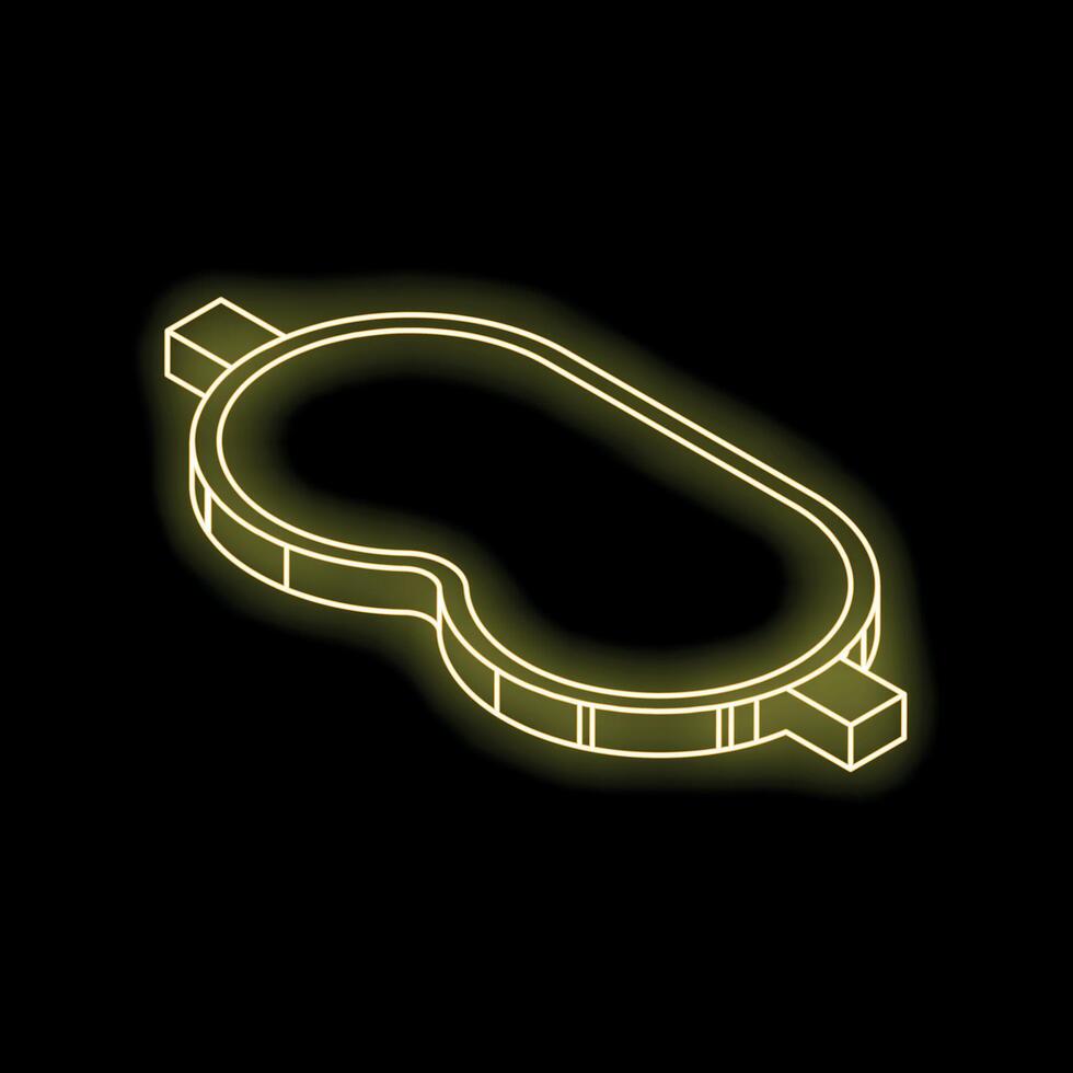 Yellow neon sign sleeping mask resting on a surface vector