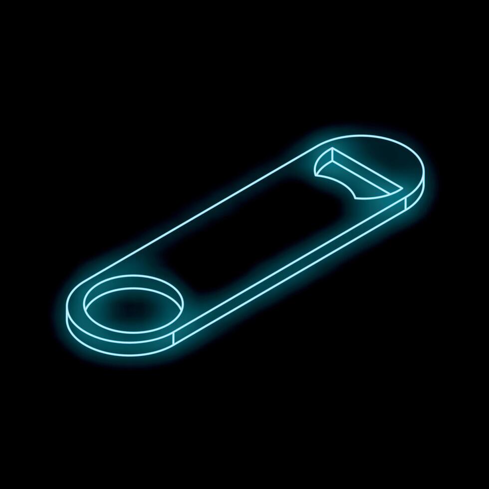 Neon bottle opener glowing on dark background vector