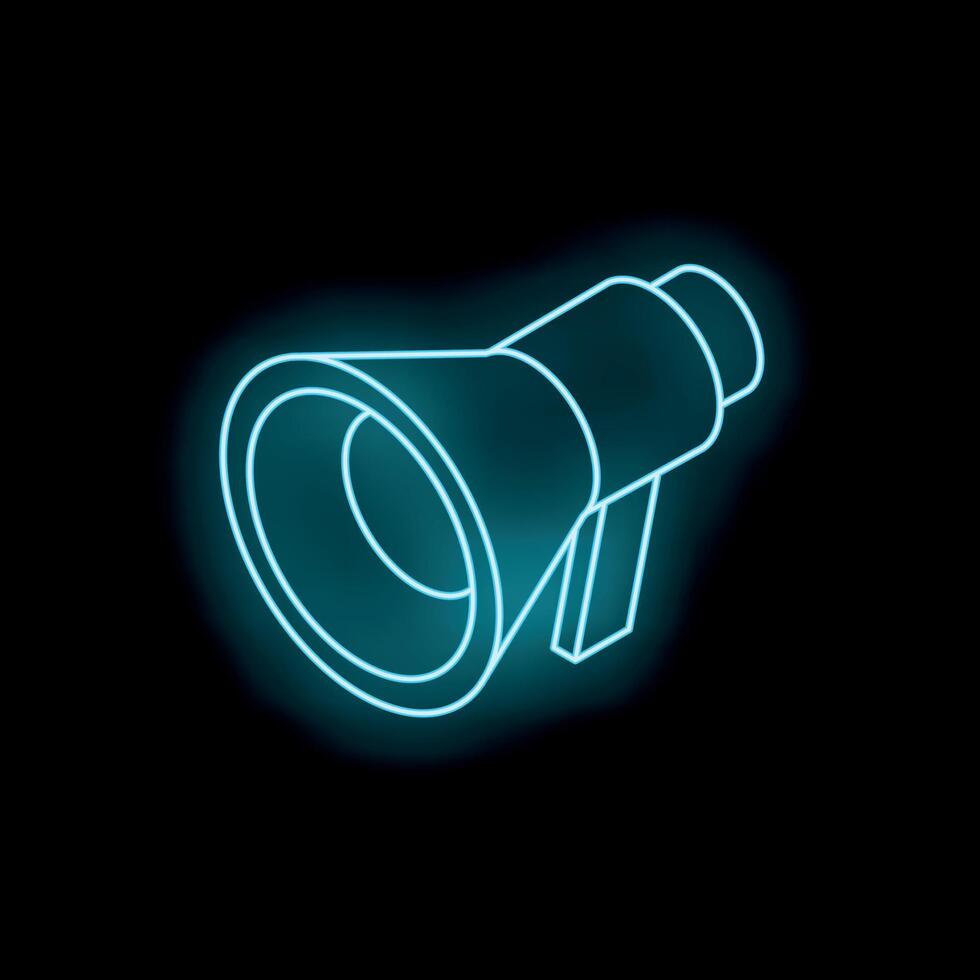Neon megaphone glowing on dark background vector