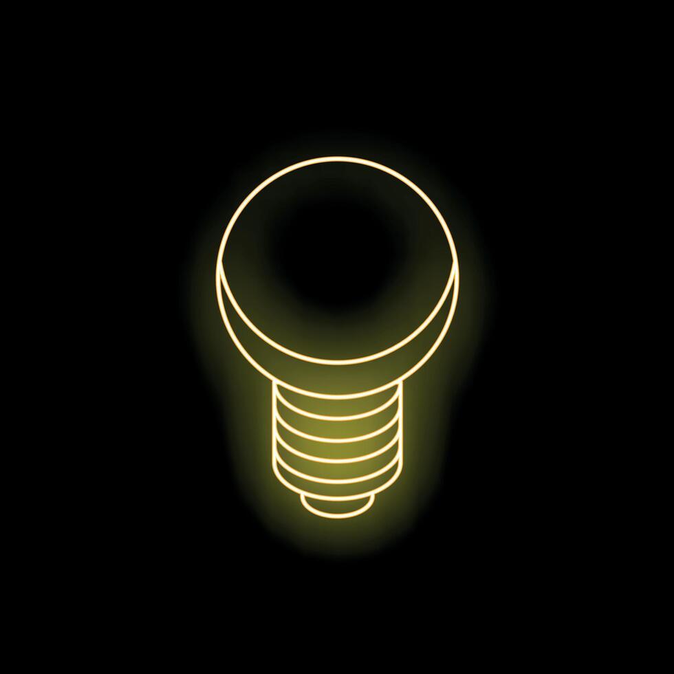 Yellow neon lightbulb shining in the dark vector
