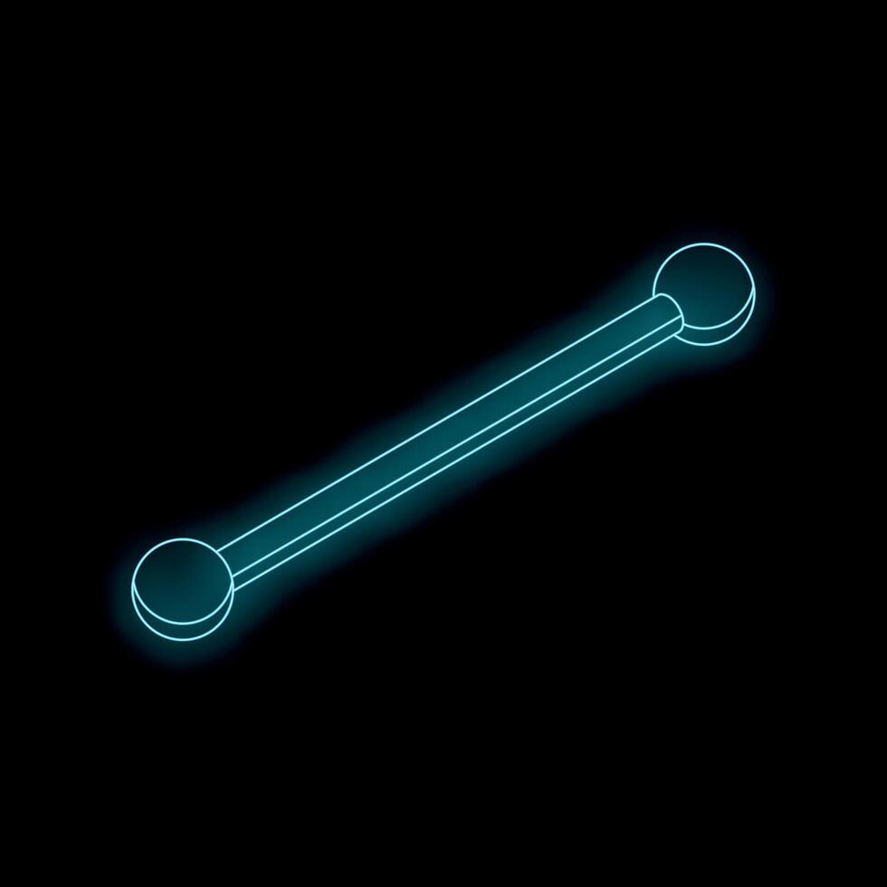 Neon style glowing blue dumbbell icon representing fitness and exercise vector