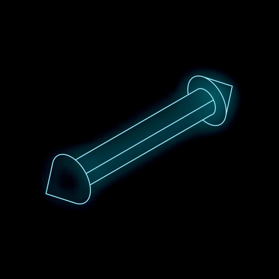 Neon blue piercing jewelry accessory icon glowing in the dark vector